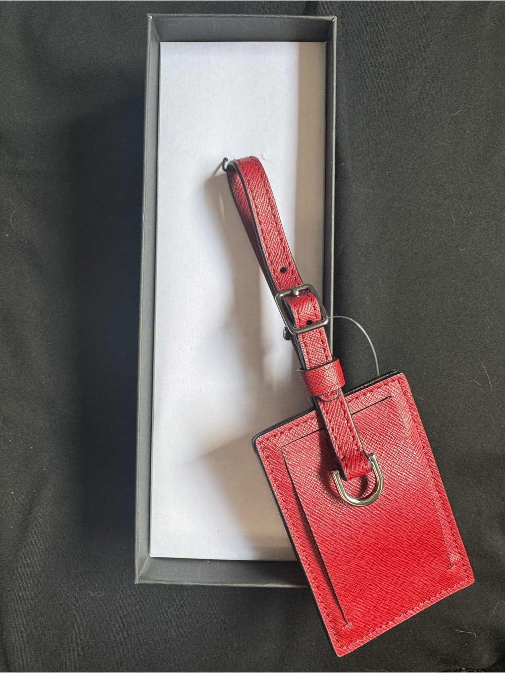 Michael Kors Red Leather Luggage Tag with Strap